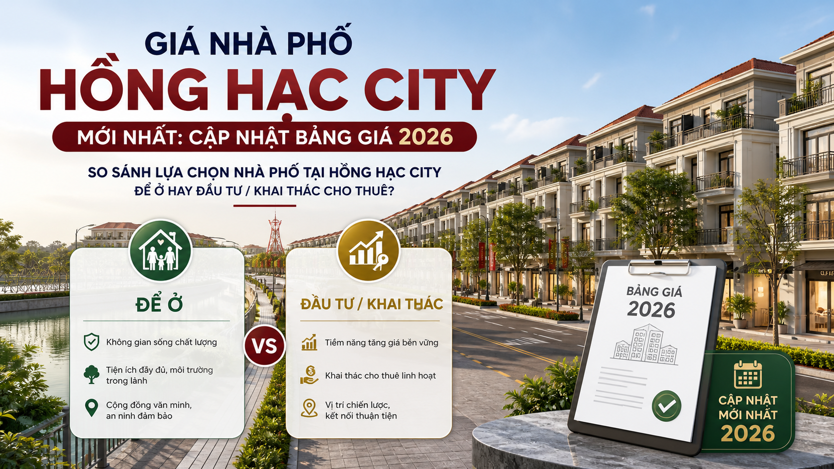 So sánh các lựa chọn nhà phố tại Hồng Hạc City